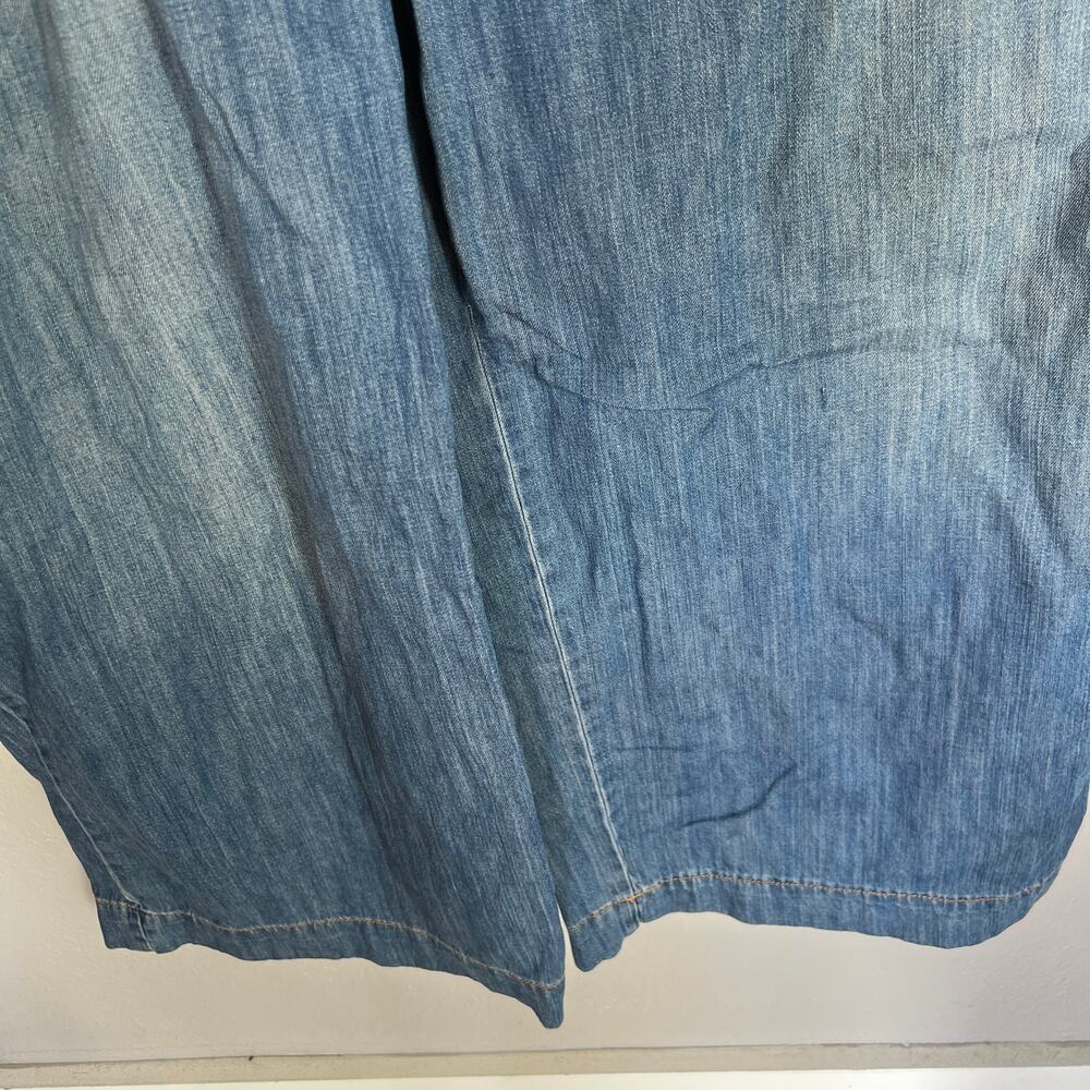 Pendleton Chambray Denim Jumpsuit Women’s M Wide Leg Belted 100% Cotton V-Neck - Picture 6 of 12